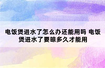 电饭煲进水了怎么办还能用吗 电饭煲进水了要晾多久才能用